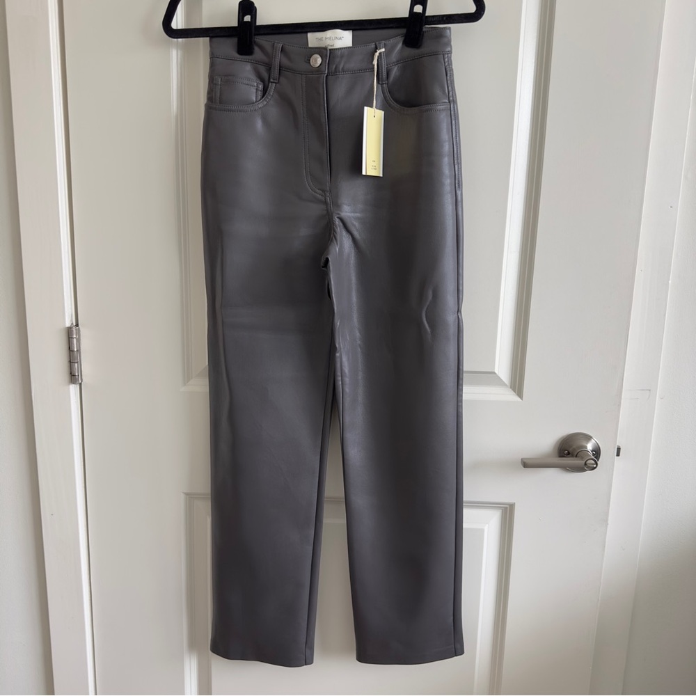 NWT Aritzia Wilfred Melina Grey vegan Leather Pants